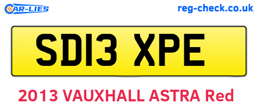 SD13XPE are the vehicle registration plates.