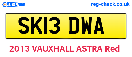 SK13DWA are the vehicle registration plates.