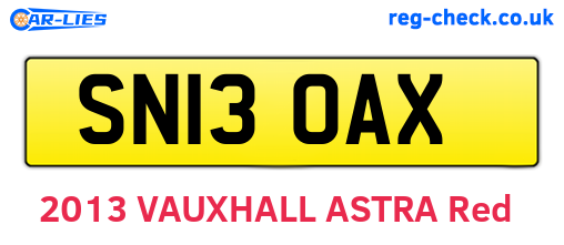 SN13OAX are the vehicle registration plates.