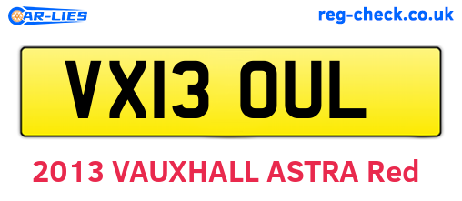 VX13OUL are the vehicle registration plates.