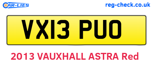 VX13PUO are the vehicle registration plates.