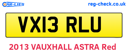 VX13RLU are the vehicle registration plates.