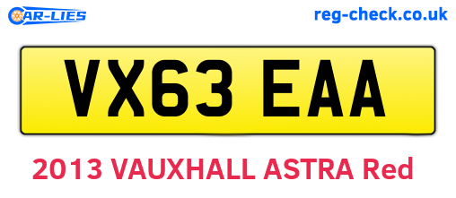 VX63EAA are the vehicle registration plates.