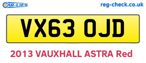 VX63OJD are the vehicle registration plates.