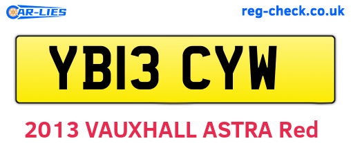 YB13CYW are the vehicle registration plates.