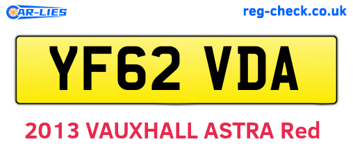 YF62VDA are the vehicle registration plates.