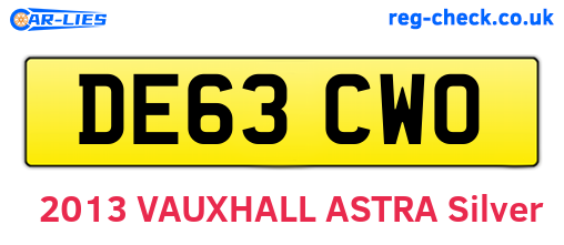 DE63CWO are the vehicle registration plates.