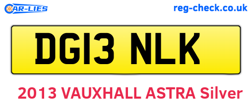 DG13NLK are the vehicle registration plates.