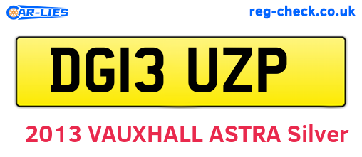 DG13UZP are the vehicle registration plates.