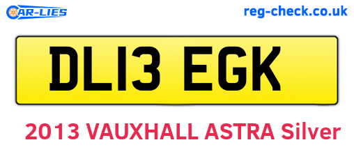 DL13EGK are the vehicle registration plates.