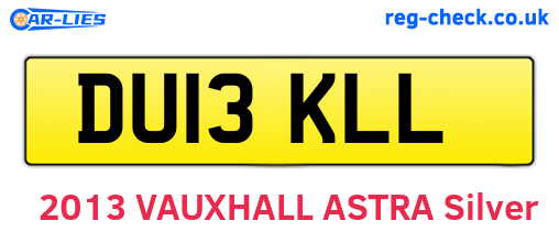 DU13KLL are the vehicle registration plates.