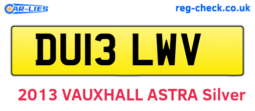 DU13LWV are the vehicle registration plates.