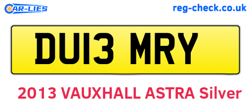 DU13MRY are the vehicle registration plates.
