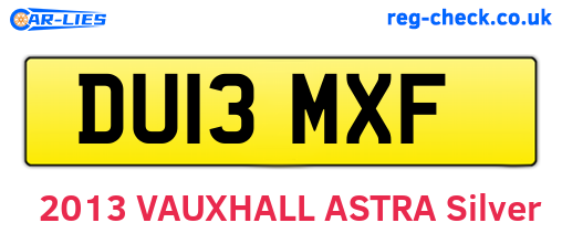 DU13MXF are the vehicle registration plates.