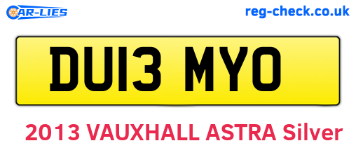 DU13MYO are the vehicle registration plates.