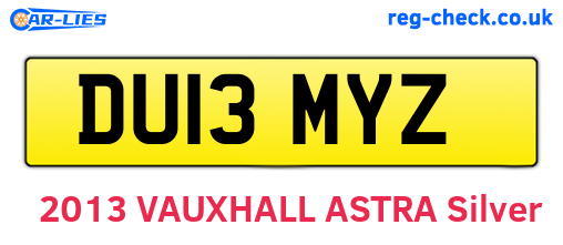 DU13MYZ are the vehicle registration plates.