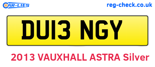 DU13NGY are the vehicle registration plates.