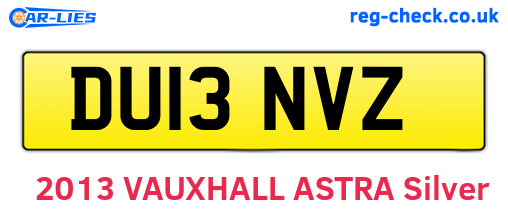 DU13NVZ are the vehicle registration plates.