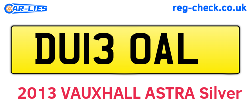 DU13OAL are the vehicle registration plates.