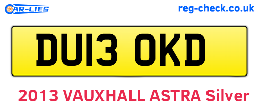 DU13OKD are the vehicle registration plates.