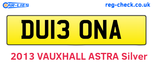 DU13ONA are the vehicle registration plates.