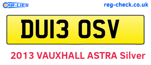 DU13OSV are the vehicle registration plates.