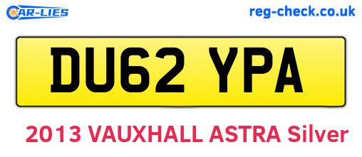 DU62YPA are the vehicle registration plates.