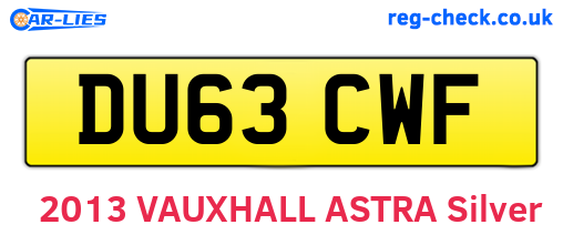 DU63CWF are the vehicle registration plates.