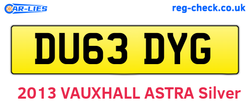 DU63DYG are the vehicle registration plates.