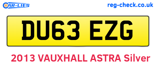 DU63EZG are the vehicle registration plates.