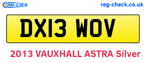 DX13WOV are the vehicle registration plates.