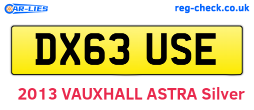 DX63USE are the vehicle registration plates.
