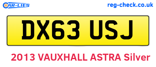 DX63USJ are the vehicle registration plates.