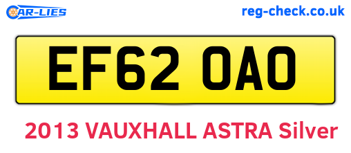 EF62OAO are the vehicle registration plates.
