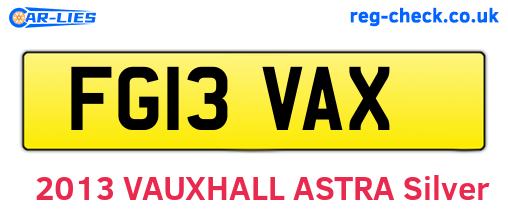 FG13VAX are the vehicle registration plates.