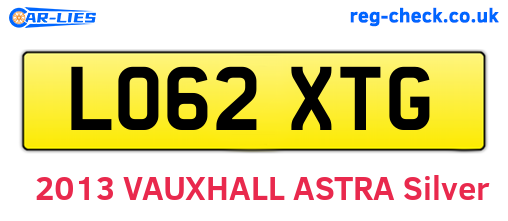 LO62XTG are the vehicle registration plates.