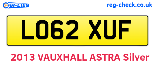 LO62XUF are the vehicle registration plates.
