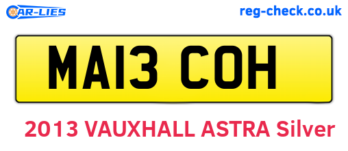 MA13COH are the vehicle registration plates.