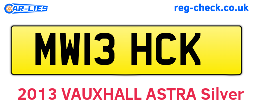 MW13HCK are the vehicle registration plates.