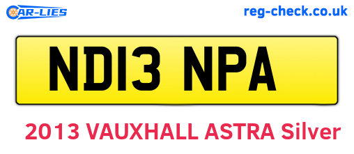 ND13NPA are the vehicle registration plates.