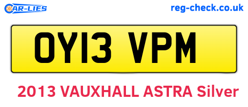 OY13VPM are the vehicle registration plates.
