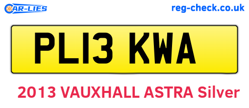 PL13KWA are the vehicle registration plates.