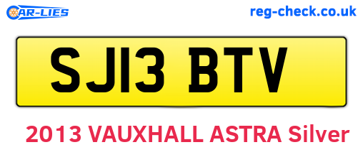 SJ13BTV are the vehicle registration plates.