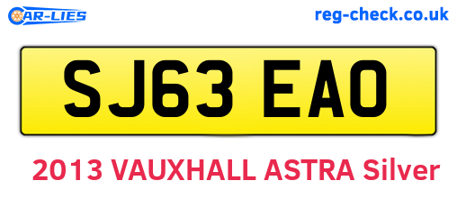 SJ63EAO are the vehicle registration plates.