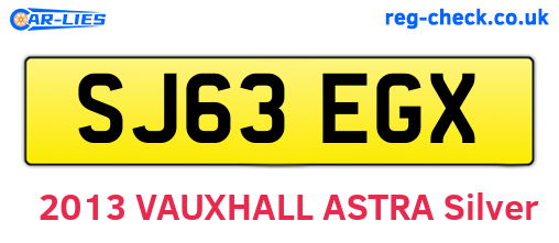 SJ63EGX are the vehicle registration plates.