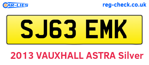 SJ63EMK are the vehicle registration plates.