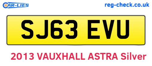 SJ63EVU are the vehicle registration plates.