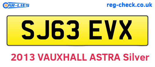 SJ63EVX are the vehicle registration plates.