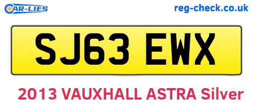 SJ63EWX are the vehicle registration plates.