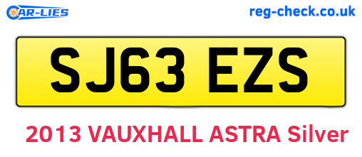 SJ63EZS are the vehicle registration plates.